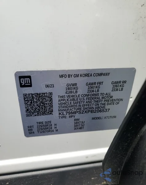 2023 Chevrolet Trailblazer Lt from USA, damaged, VIN KL79MPS2XPB206537